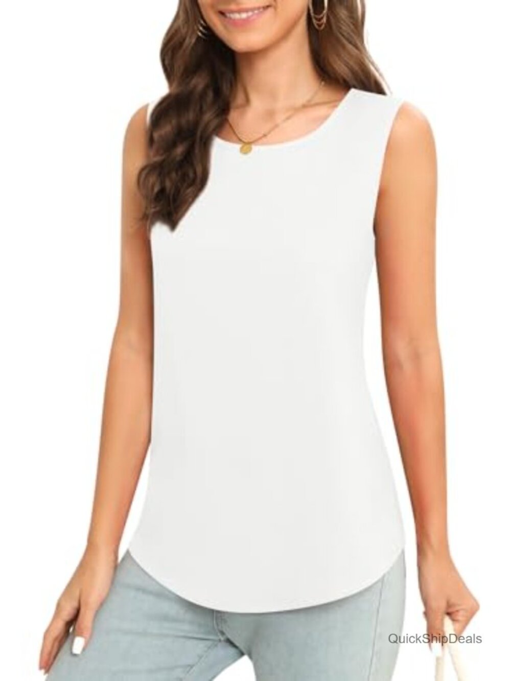 Women's Sleeveless Chiffon Tank Top Flowy Business Casual Blouse Tunic